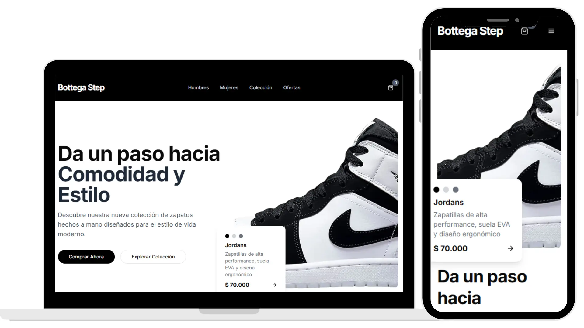Visualización de página web VORTA en desktop y móvil